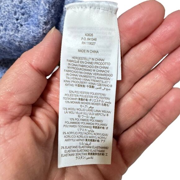 Boden Wool Blend Lace Pointelle Blue Fluffy Cardigan Ruffle Cuffs Sz 14 - Picture 6 of 9